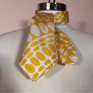 Vintage 1970 Mod Polka Dot Sunny Yellow Satin Neck Scarf